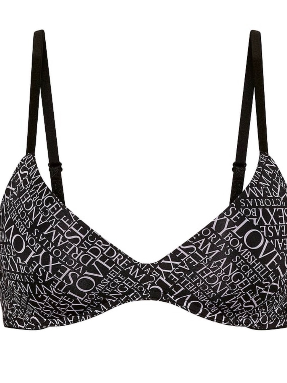 Victoria's Secret Black and White Logo Print Underwire Bra
